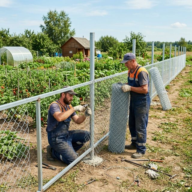 Монтаж сетки Рабица